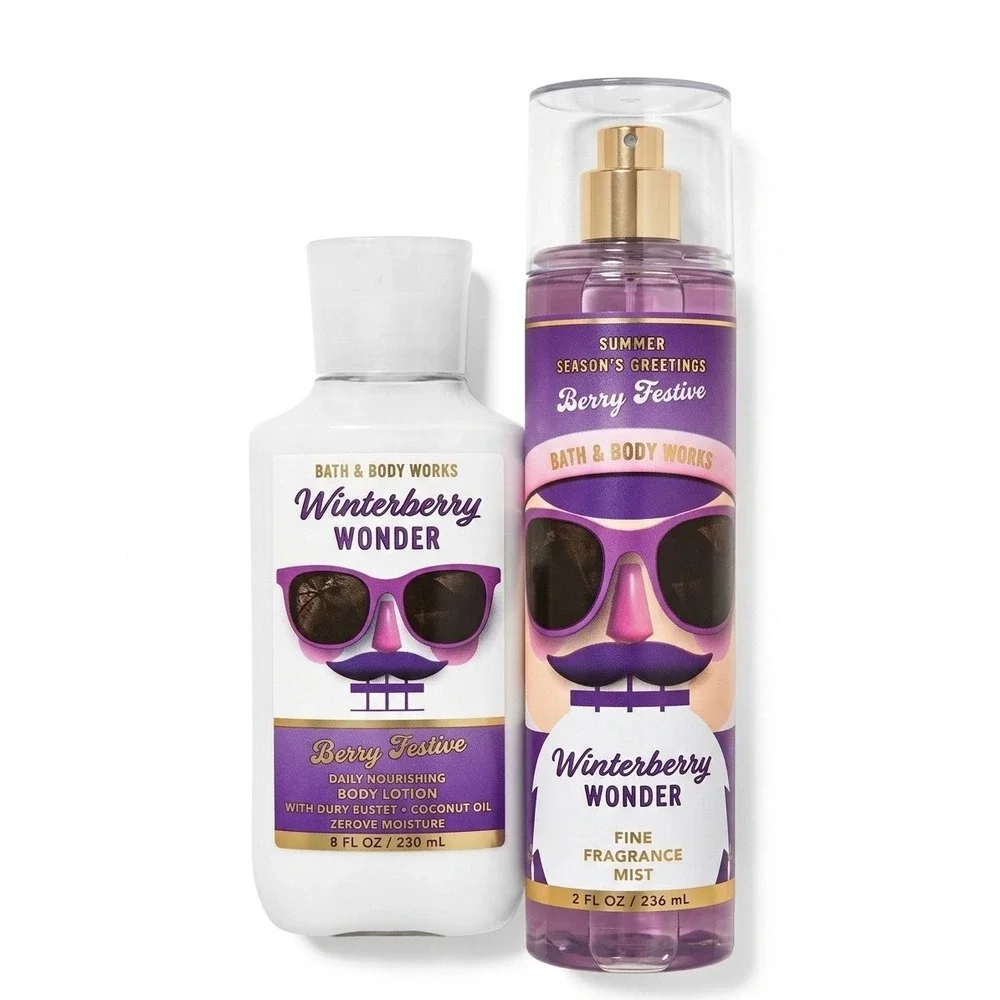 Bath &‎ Body Works Winterberry Wonder Berry Festive Mist & Lotion Set 2PC NEW